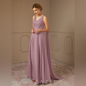 AZAZIE JOULES Dusty Rose A-Line Sequins Chiffon Dress